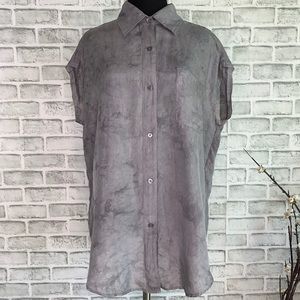 Elizabeth & James Silk Sleeveless Boyfriend Shirt